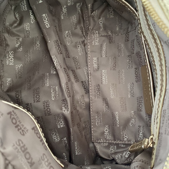 Michael Kors Monogram Handbag | Gold - Picture 6 of 11